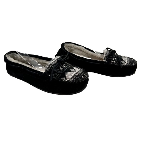 Minnetonka Britt Knit Plug Trapper Black Suede Women's Slipper - Size  10 - Picture 4 of 6
